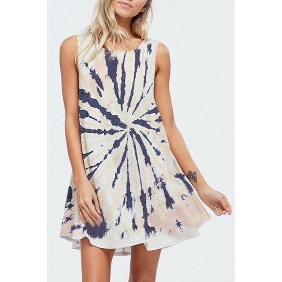 Phil Love Sleeveless Tie Dye Swing Dress Blue White Size Small NWT - Picture 1 of 3